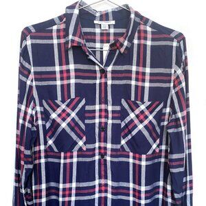 Pure Navy Chloe Plaid Navy Combo, NWT, M